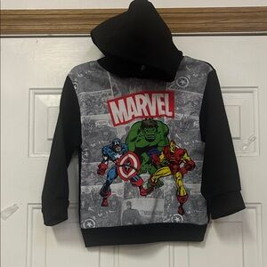 (👀3 For $20)Marvel Kids Hoodie - Black and Gray with Superheroes
